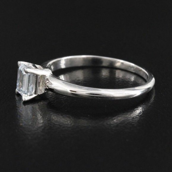 Size 7 14K White Gold 0.55 ct Lab Grown Emerald Cut Diamond Ring - Picture 6 of 7